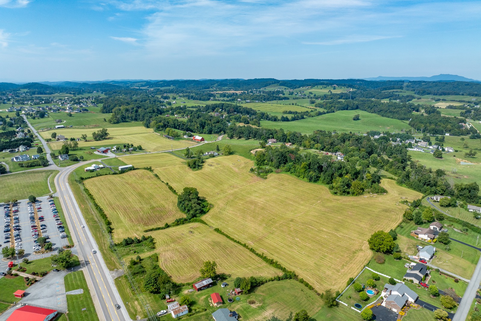 The property looking across the fields toward town